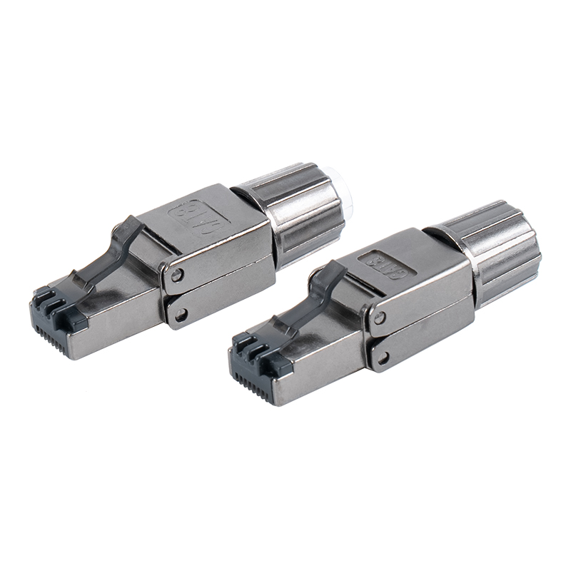 Conector RJ45 sem fivela de metal protegido Cat8 RJ-G40S-2-C8 Conector RJ45 sem fivela de metal protegido Cat8 RJ-G40S-2-C8