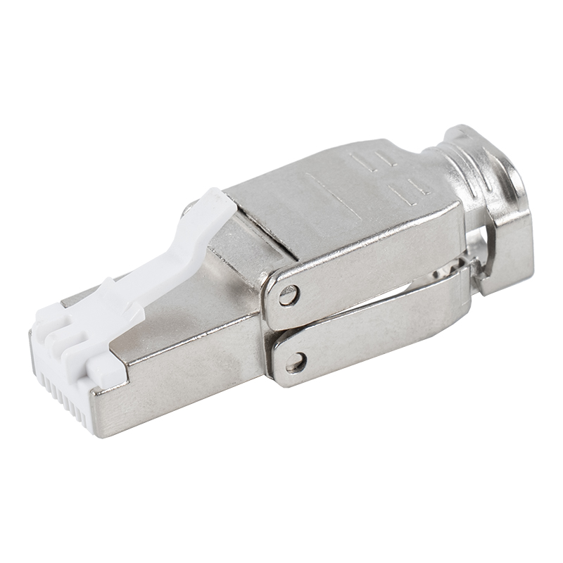 Conector RJ45 sem ferramentas tipo push-down blindado Cat6A RJ-602S-1-C6A Conector RJ45 sem ferramentas tipo push-down blindado Cat6A RJ-602S-1-C6A