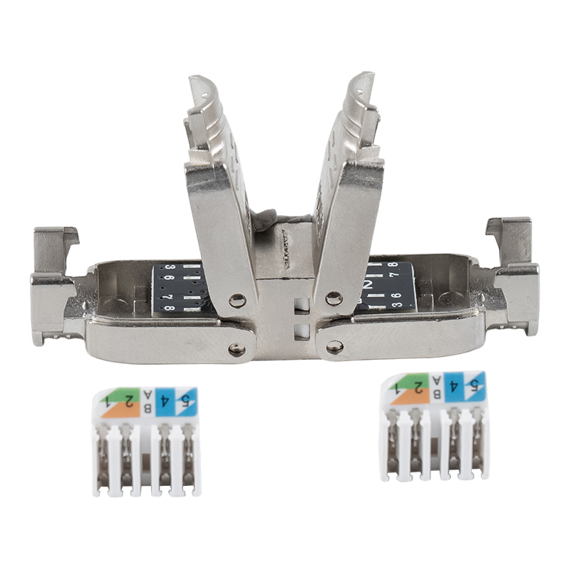 Conector sem ferramentas tipo push-down blindado Cat6A RJ-603S-3-C6A Conector sem ferramentas tipo push-down blindado Cat6A RJ-603S-3-C6A