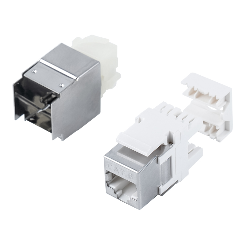 Conector Keystone blindado Cat6A de 180° (com caixa de metal) SM-2064SD8C6A Conector Keystone blindado Cat6A de 180° (com caixa de metal) SM-2064SD8C6A