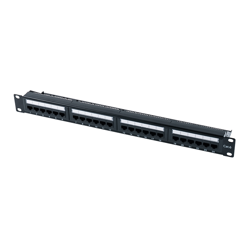 Patch Panel de 24 portas não blindado 1U de categoria 6 de 19 polegadas (IDC de dupla finalidade; com inserção de plástico) SP-3204D24-C6