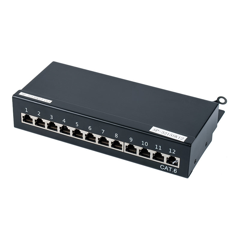 Patch panel blindado de 12 portas categoria 6 1U SP-3215SK12-C6