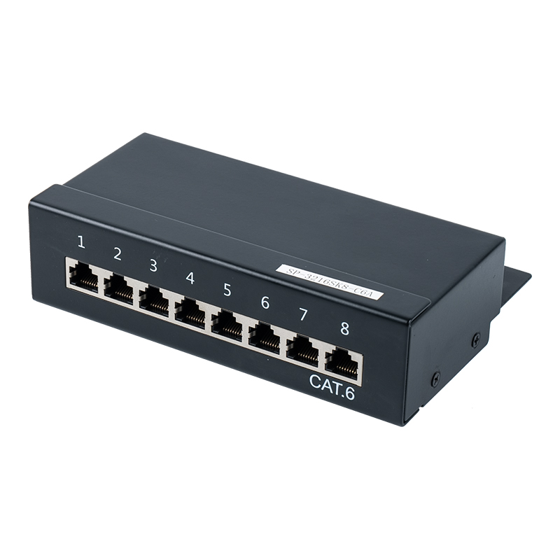 Patch panel blindado de 8 portas categoria 6 1U SP-3216SK8-C6