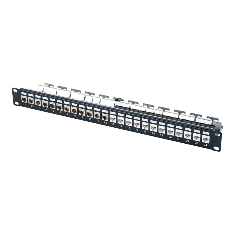 Rack vazio blindado de 24 portas 1U de 19 polegadas (com placa digital) SP-3245S-24P Rack vazio blindado de 24 portas 1U de 19 polegadas (com placa digital) SP-3245S-24P