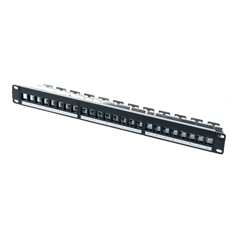 Rack vazio blindado de 24 portas 1U de 19 polegadas (com placa digital) SP-3245S-24P