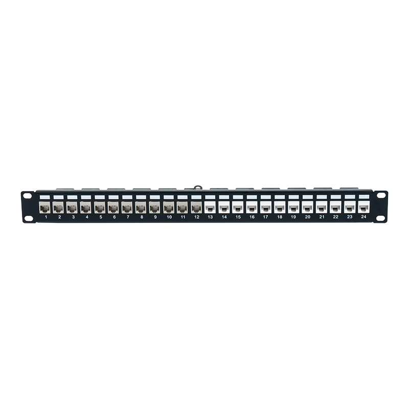 Patch panel blindado de 24 portas 1U de 19 polegadas (com módulo C6A) SP-3246S-24P