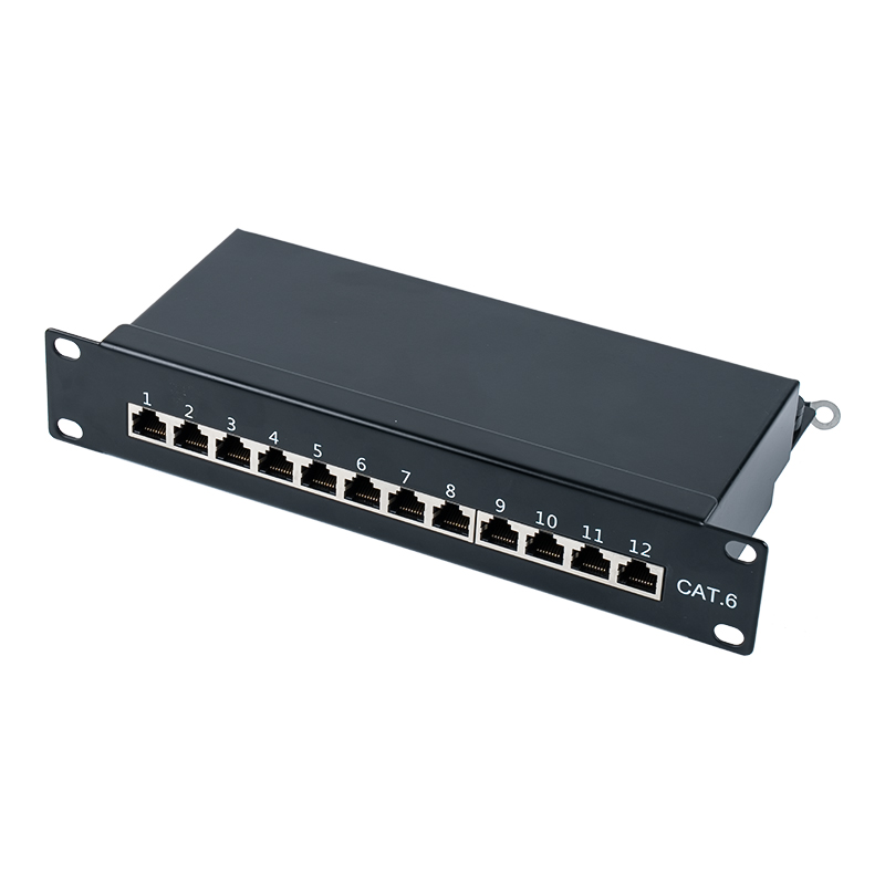Patch panel blindado de 12 portas, categoria 6, 10 polegadas, 1U SP-3250SK12-C6