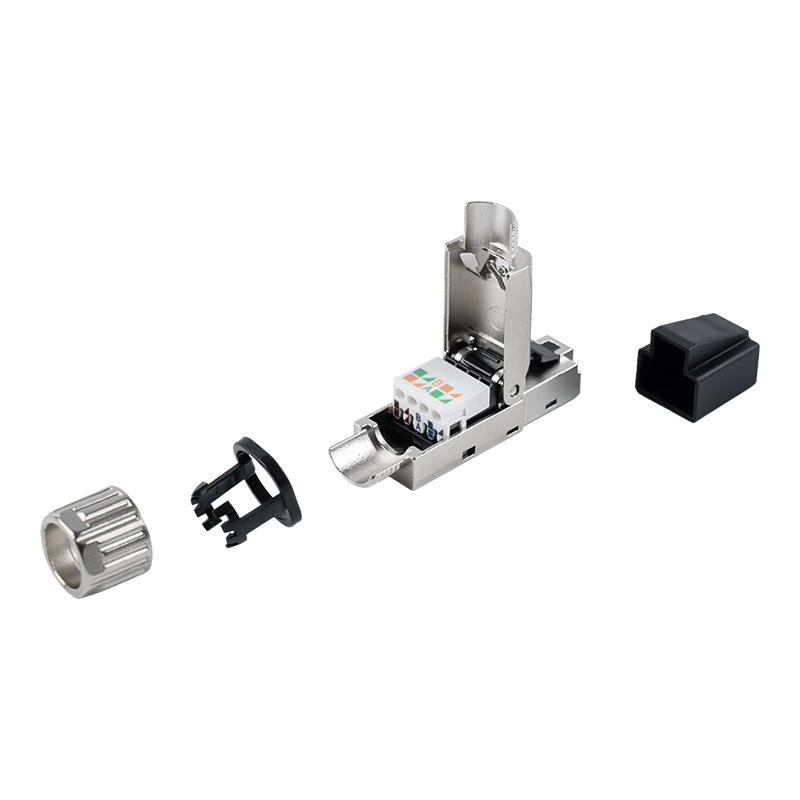 Conector RJ45 sem ferramentas blindado Cat7 (com mangas protetoras de plástico) RJ-G50S-1-C7 Conector RJ45 sem ferramentas blindado Cat7 (com mangas protetoras de plástico) RJ-G50S-1-C7