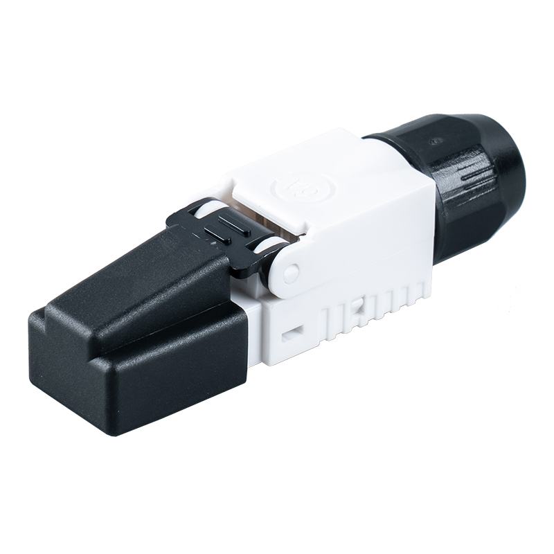 Conector RJ45 sem ferramentas sem blindagem Cat7 (com tampas de plástico na cabeça) RJ-G50U-1-C7 Conector RJ45 sem ferramentas sem blindagem Cat7 (com tampas de plástico na cabeça) RJ-G50U-1-C7