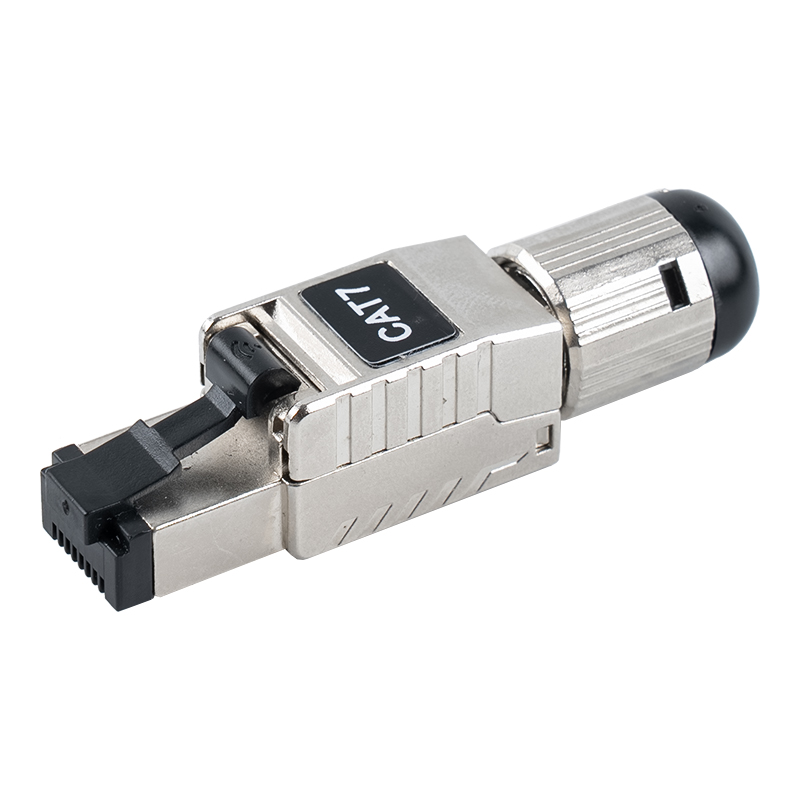 Conector RJ45 sem ferramentas blindado Cat7 (com clipe de mola de plástico preto) RJ-G60S-1-C7 Conector RJ45 sem ferramentas blindado Cat7 (com clipe de mola de plástico preto) RJ-G60S-1-C7