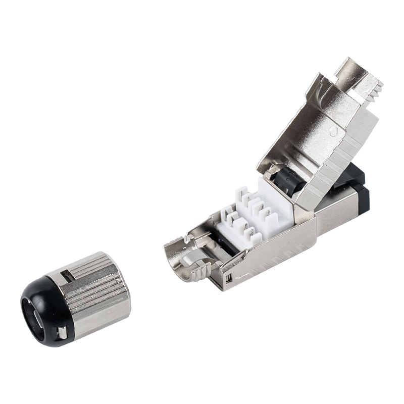 Conector RJ45 sem ferramentas blindado Cat7 (com clipe de mola de plástico preto) RJ-G60S-1-C7 Conector RJ45 sem ferramentas blindado Cat7 (com clipe de mola de plástico preto) RJ-G60S-1-C7
