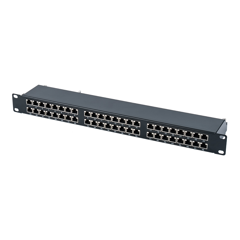 Patch panel blindado Cat6e de 19 polegadas 1U de 48 portas SP-3262SK48-C6A