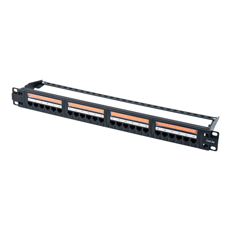 Patch panel não blindado de 24 portas Cat5e de 19 polegadas 1U (janela de plástico flip-top) SP-3410D24-C5E