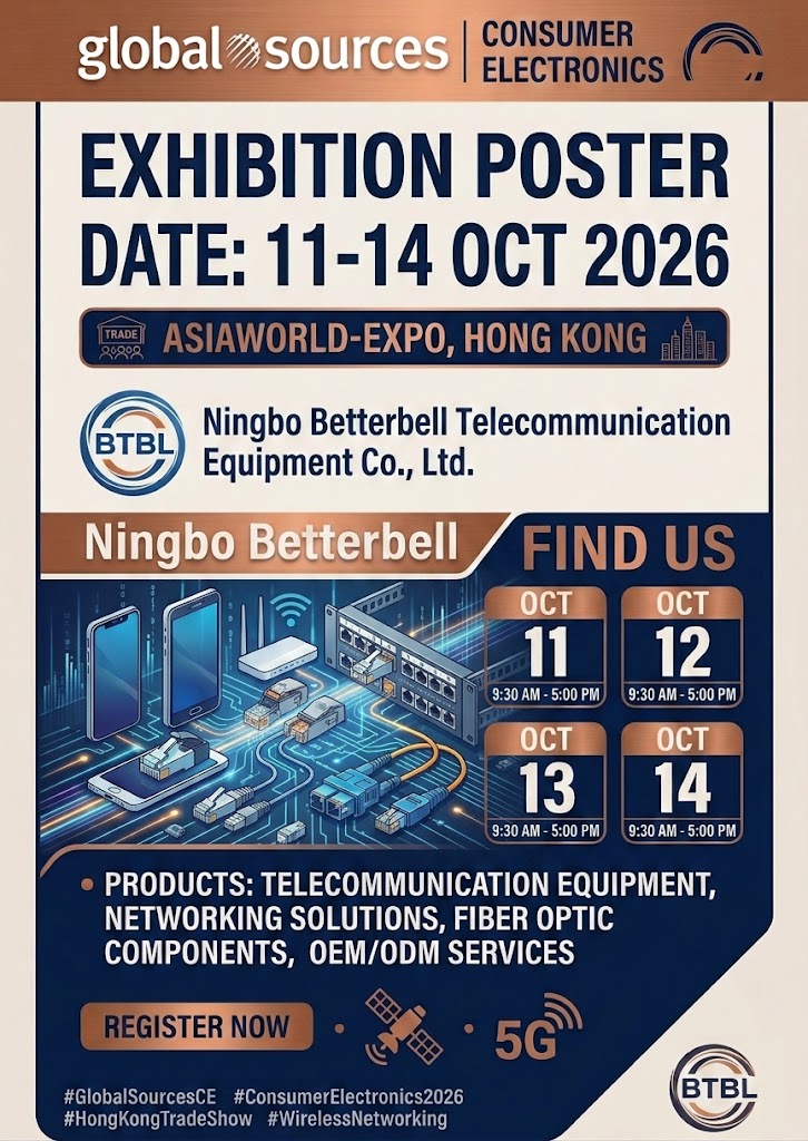 Conheça Ningbo Betterbell (BTBL) na Global Sources Consumer Electronics（Hong Kong）2026!